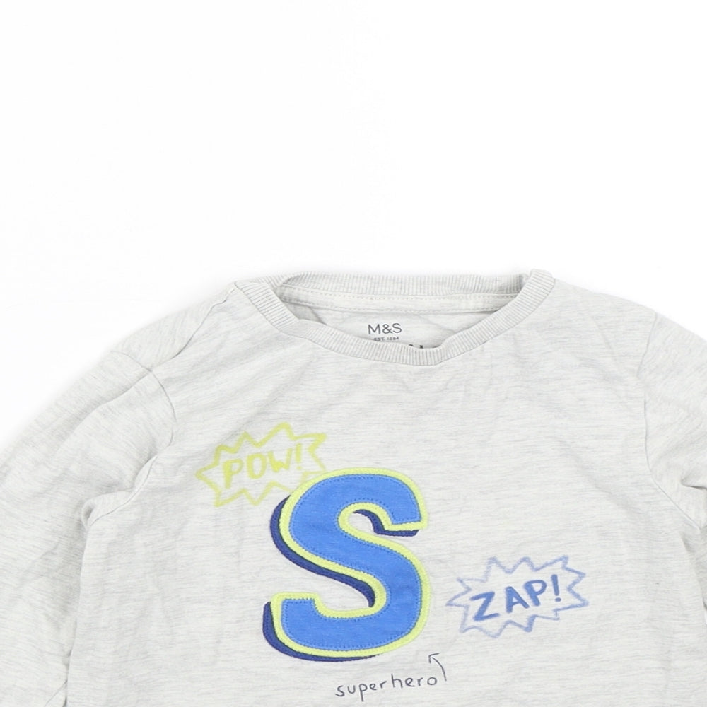 M&S Boys Grey   Basic T-Shirt Size 2-3 Years  - Superhero