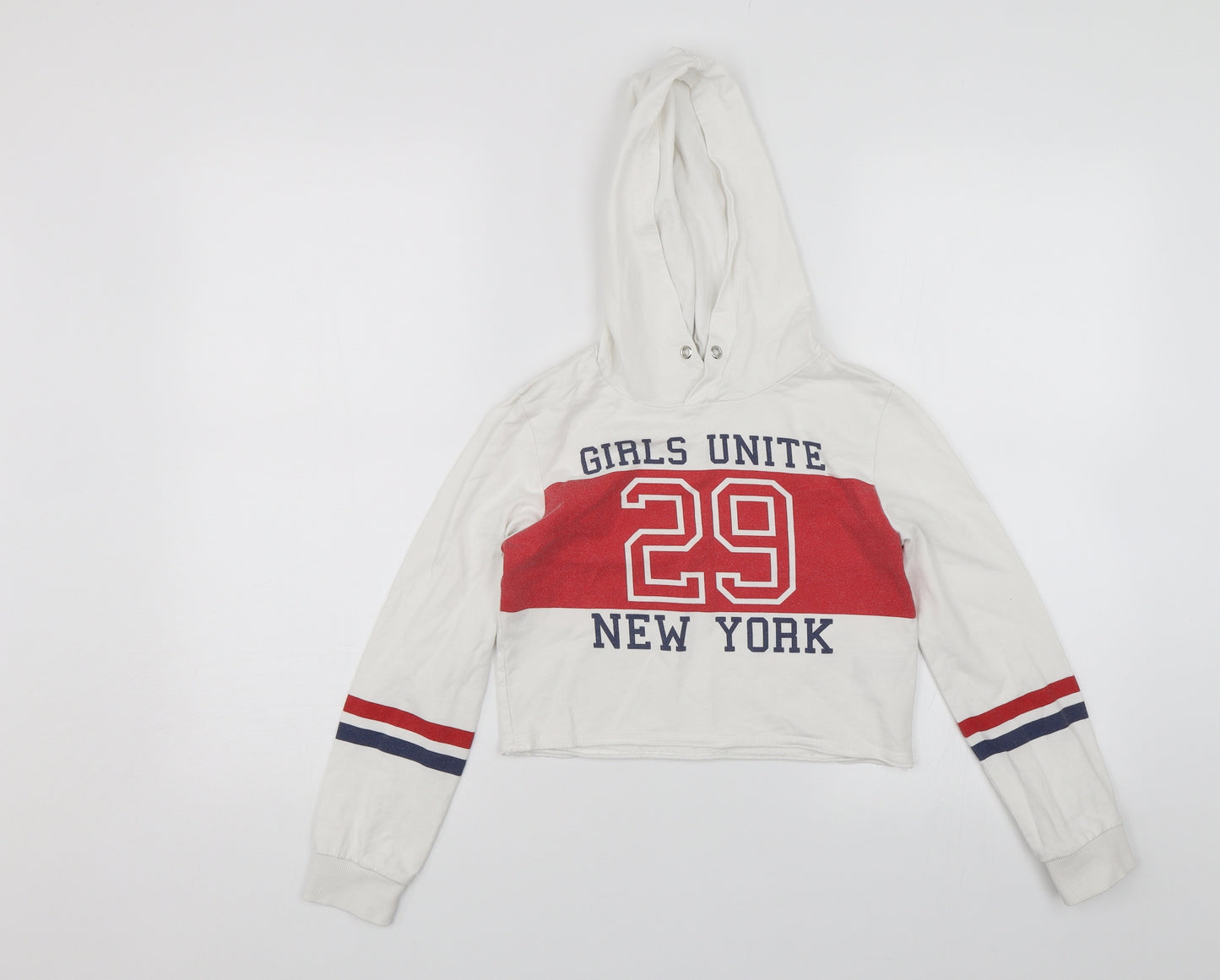 H&M Girls White   Pullover Hoodie Size 9-10 Years  - Girls Unite New York