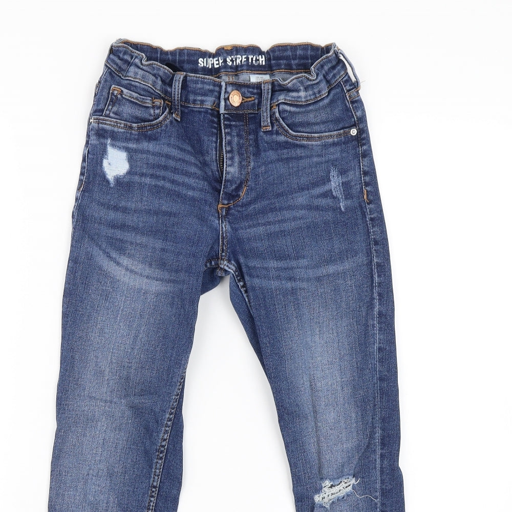 H&M Girls Blue  Denim Skinny Jeans Size 10 Years - distressed