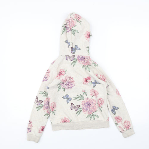 H&M Girls Beige Floral  Full Zip Hoodie Size 7-8 Years