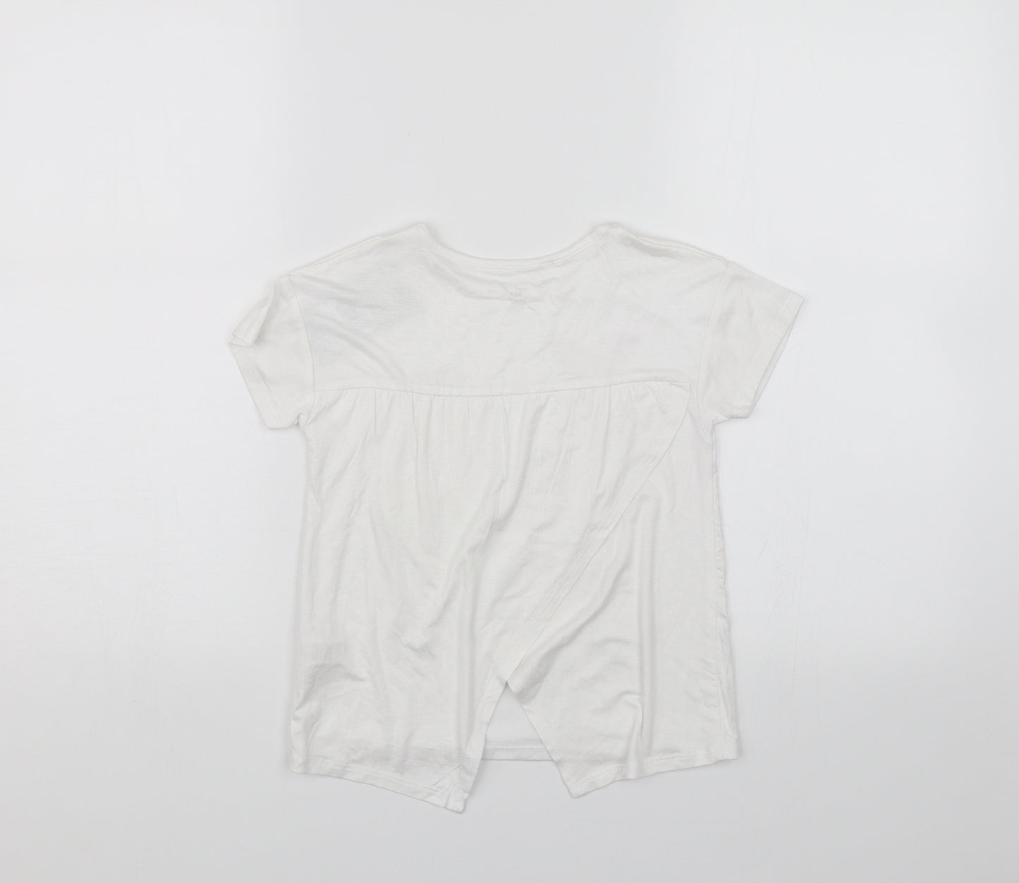 TU Girls White   Basic T-Shirt Size 7 Years  - Butterlfies