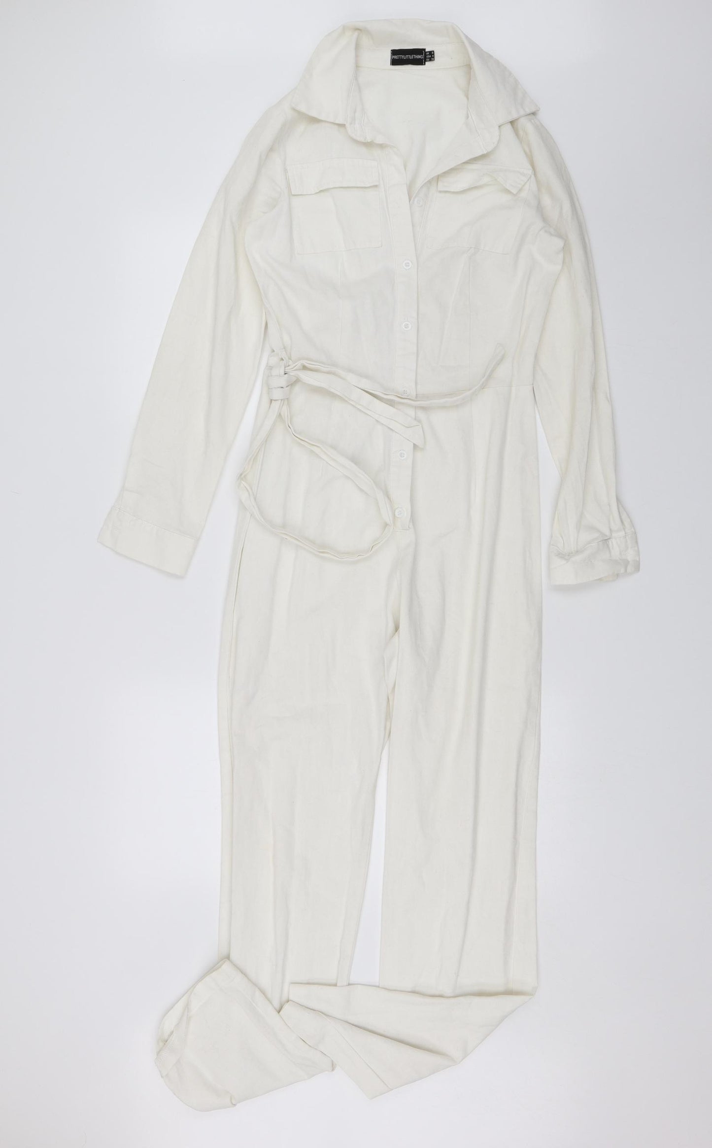 PRETTYLITTLETHING Womens White   Jumpsuit One-Piece Size 8