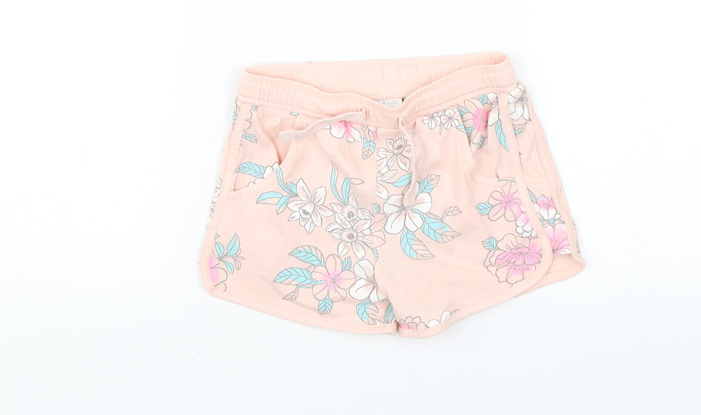 F&F Girls Pink Floral  Sweat Shorts Size 4-5 Years