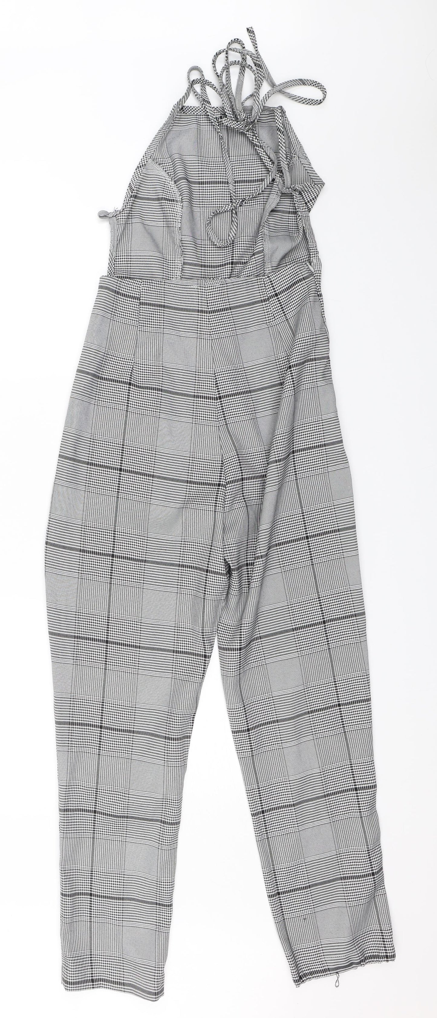 PRETTYLITTLETHING Womens Black Check  Dungaree One-Piece Size 8