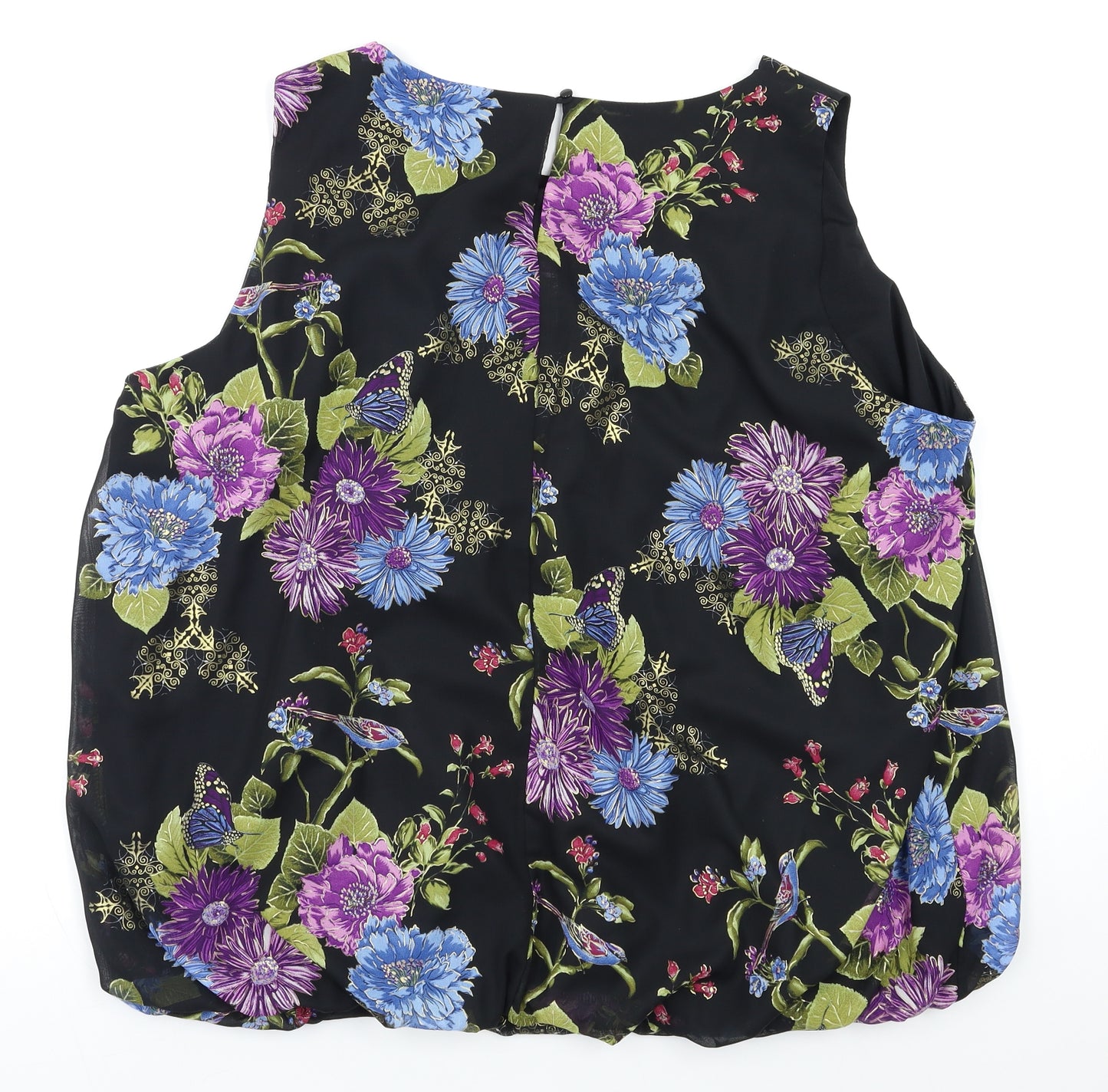 Preworn Womens Black Floral  Basic Blouse Size 26