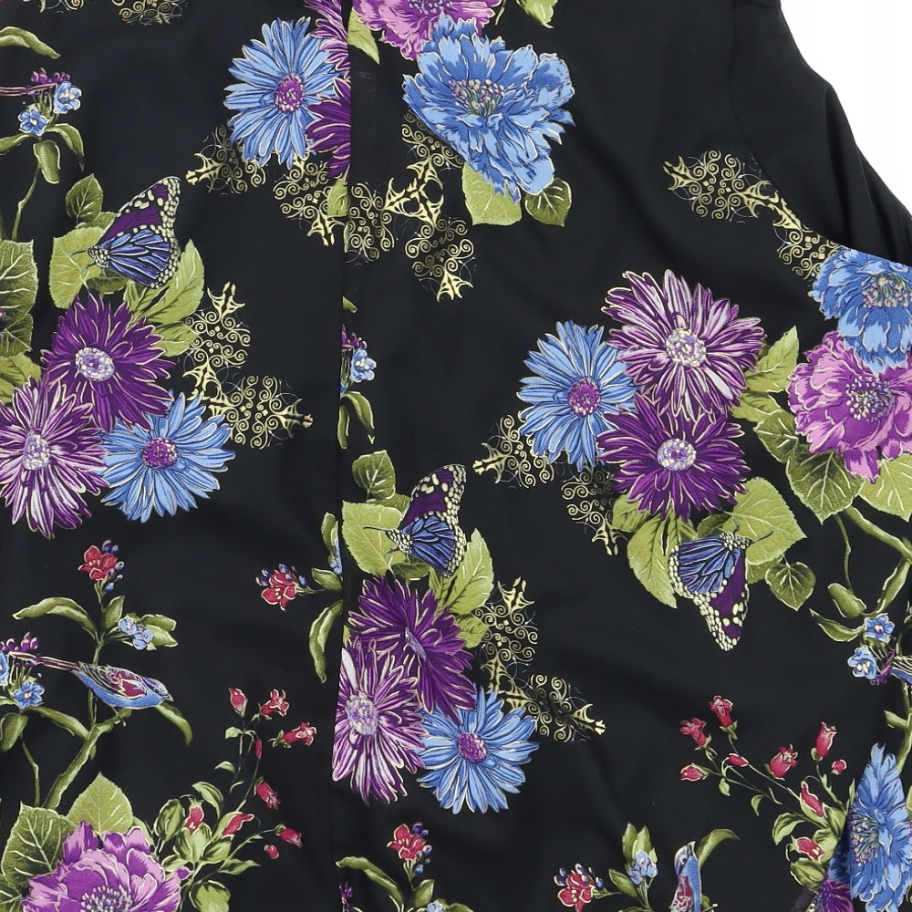 Preworn Womens Black Floral  Basic Blouse Size 26
