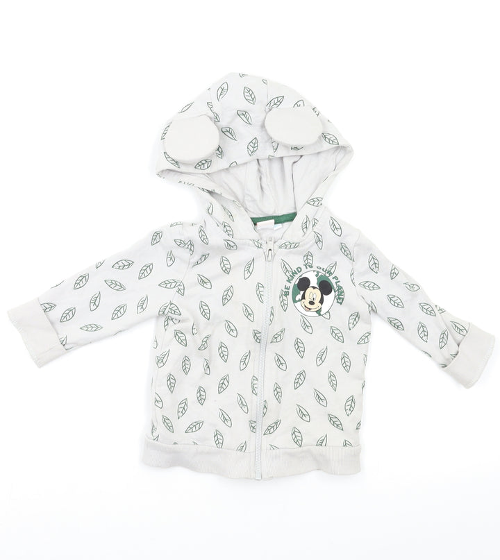 Disney Baby Grey Geometric Full Zip Jumper Size 9-12 Months - Mickey