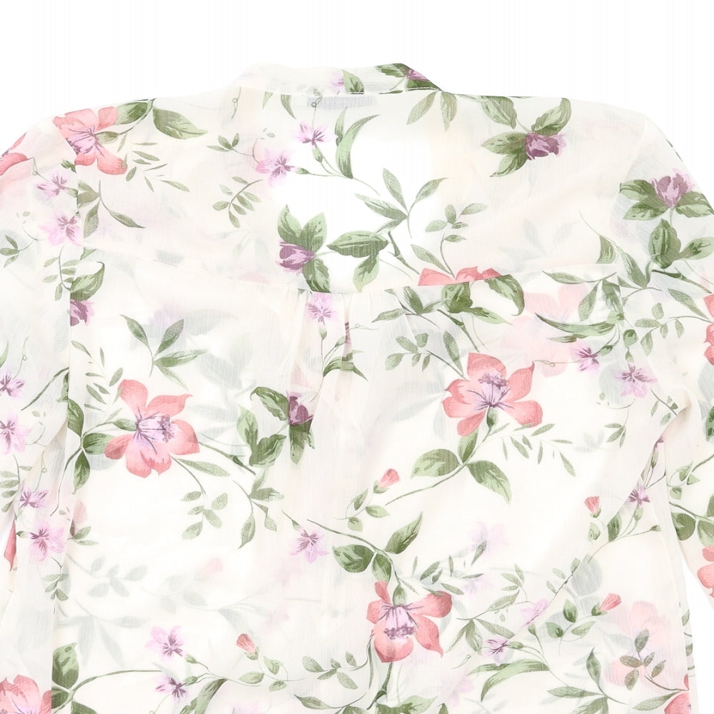 George Womens White Floral  Basic Blouse Size 12