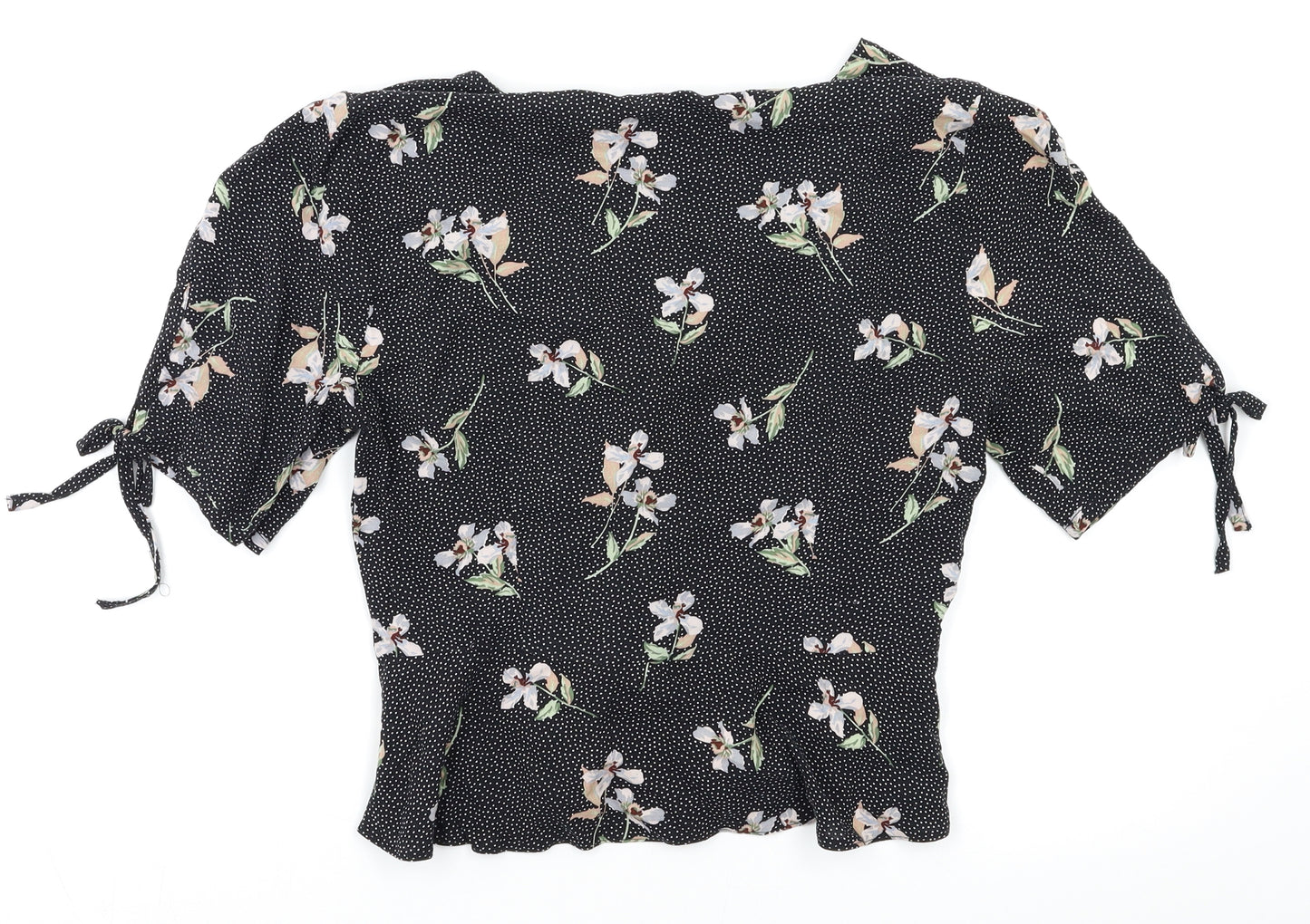 Topshop Womens Black Floral  Basic Blouse Size 10