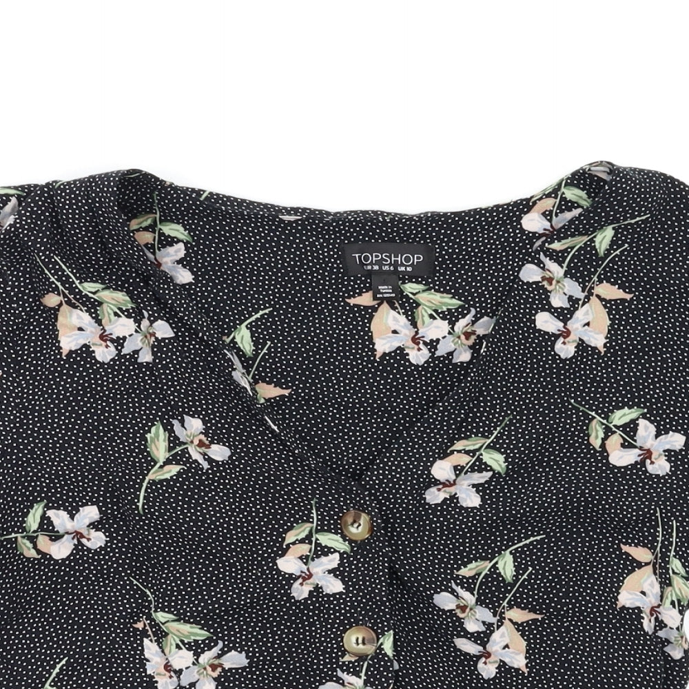 Topshop Womens Black Floral  Basic Blouse Size 10