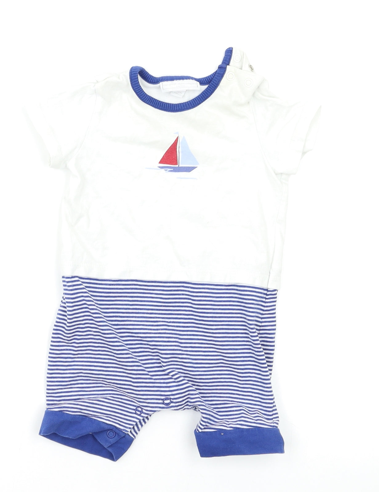 The Little White Company Baby White Striped  Babygrow One-Piece Size 6-9 Months  - Boat