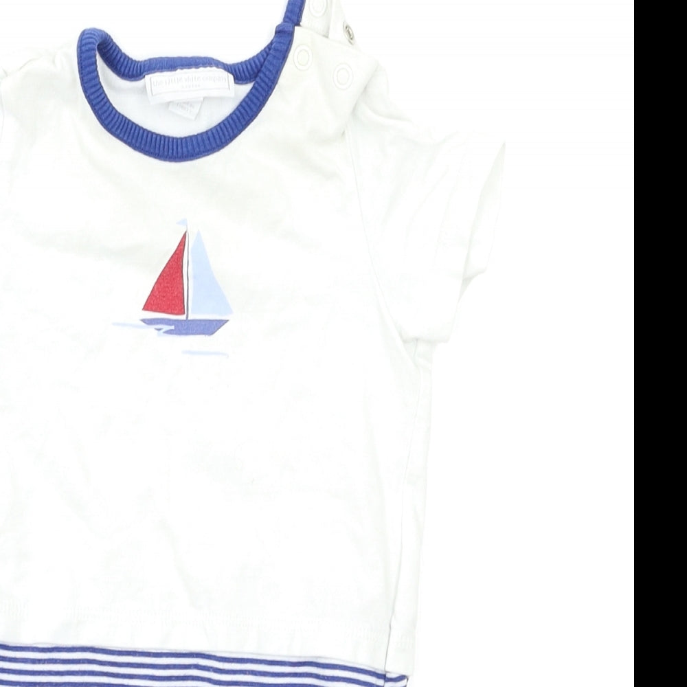 The Little White Company Baby White Striped  Babygrow One-Piece Size 6-9 Months  - Boat