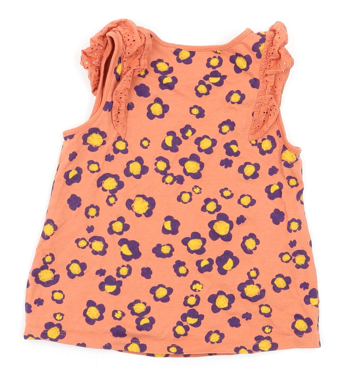 NEXT Girls Orange Floral  Basic Tank Size 3-4 Years