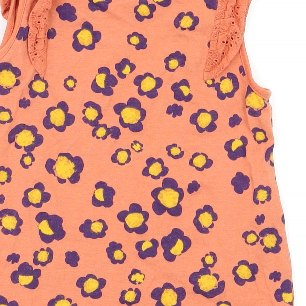 NEXT Girls Orange Floral  Basic Tank Size 3-4 Years