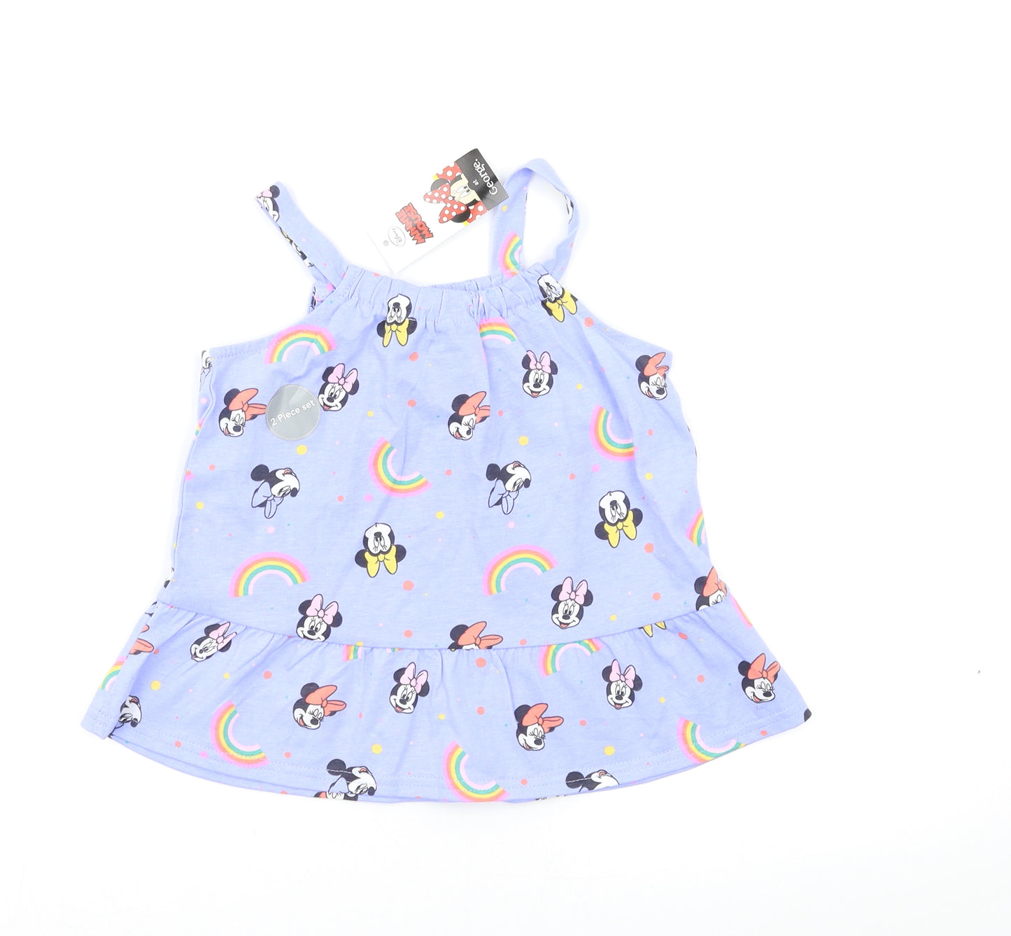 George Girls Blue Geometric  Top Pyjama Set Size 4-5 Years  - Minnie mouse