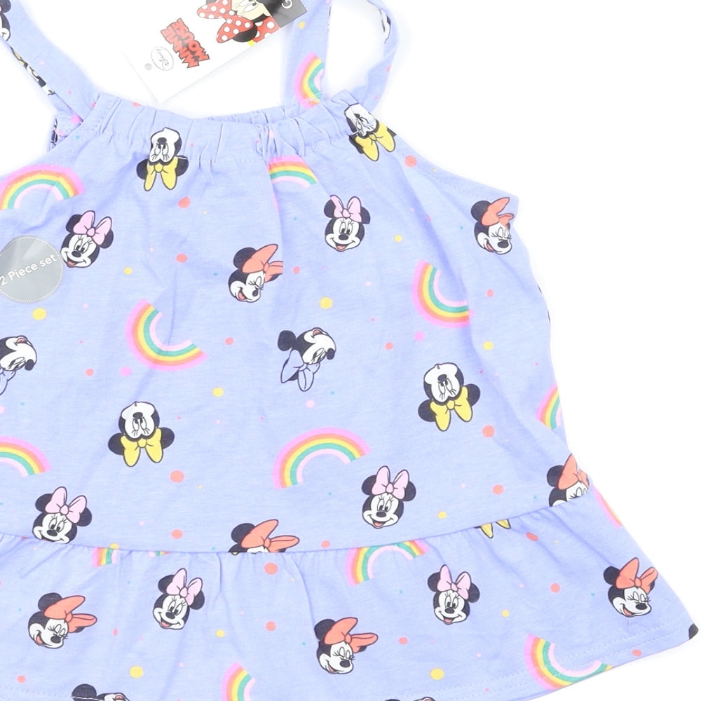 George Girls Blue Geometric  Top Pyjama Set Size 4-5 Years  - Minnie mouse