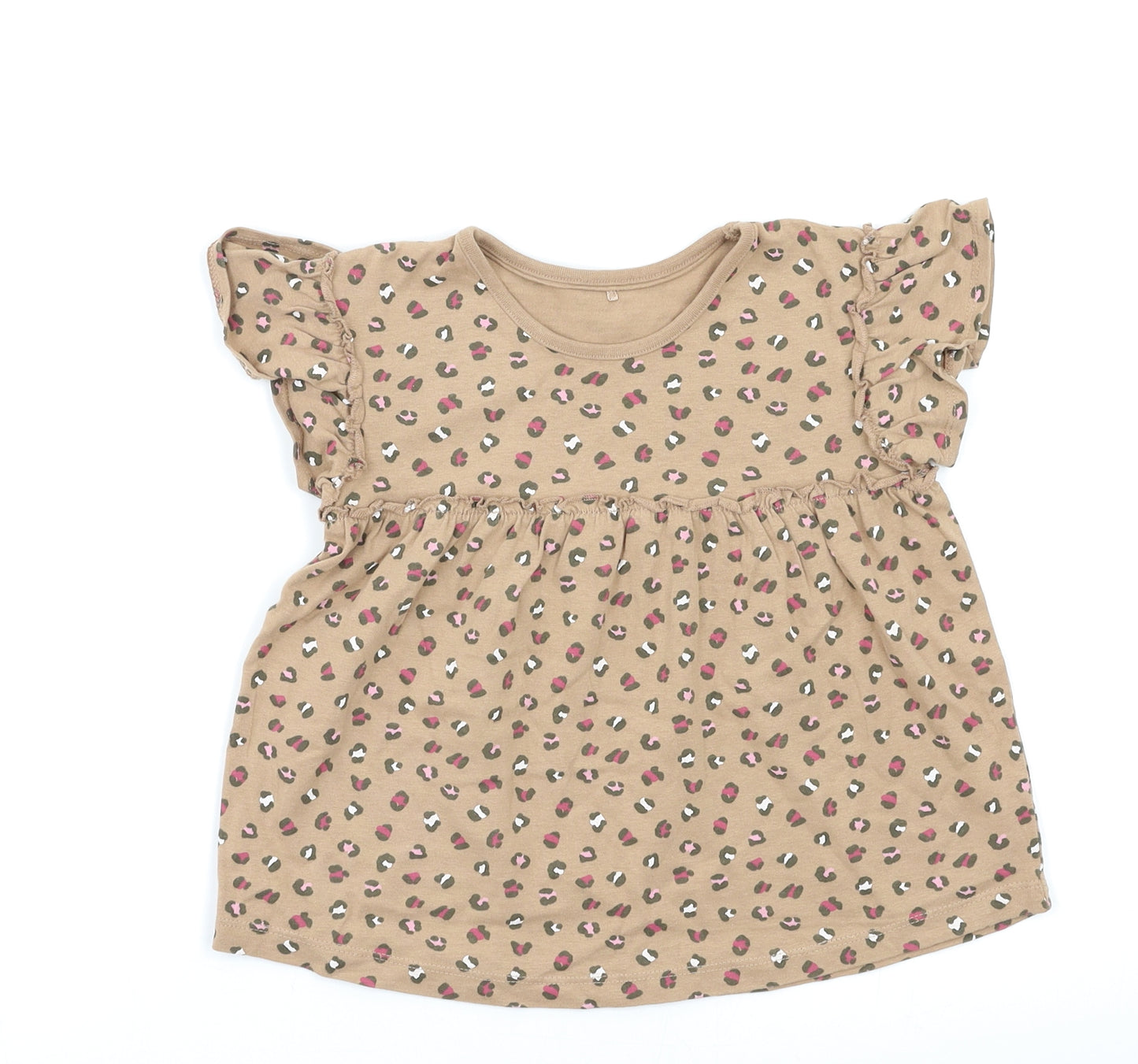 George Girls Beige Animal Print  Basic Blouse Size 3-4 Years