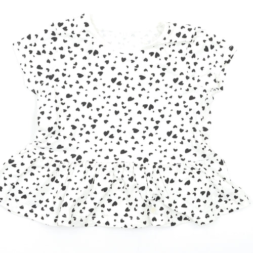 George Girls White Geometric  Basic T-Shirt Size 3-4 Years