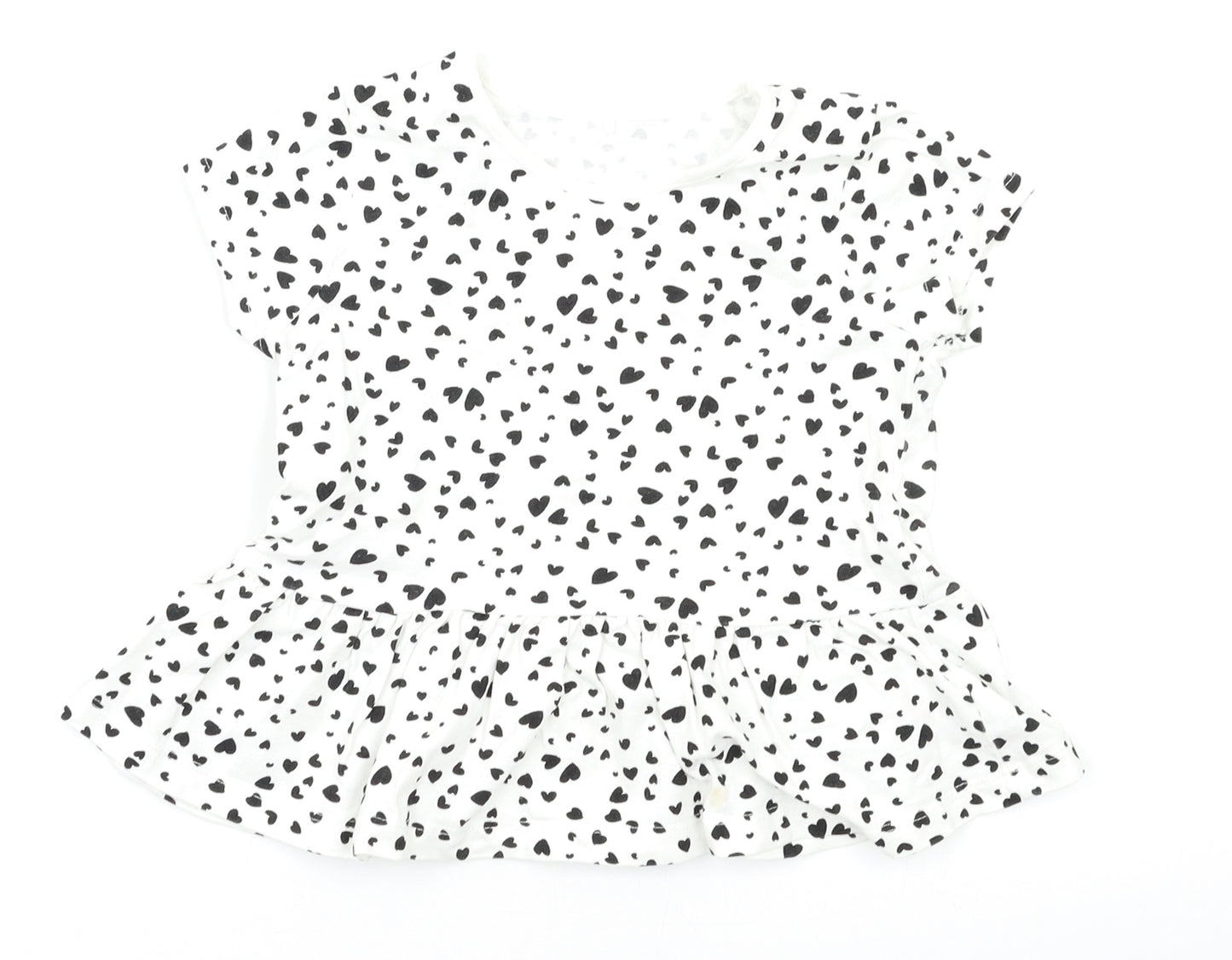 George Girls White Geometric  Basic T-Shirt Size 3-4 Years