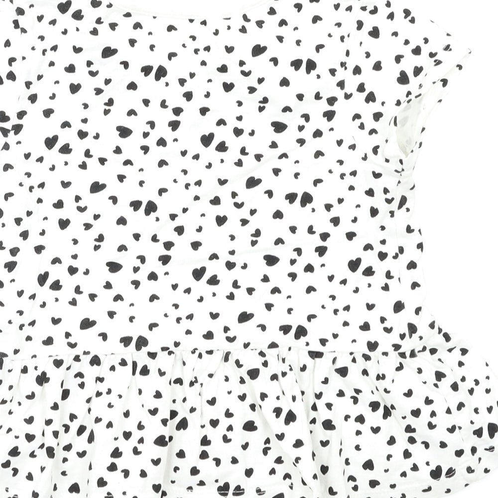 George Girls White Geometric  Basic T-Shirt Size 3-4 Years