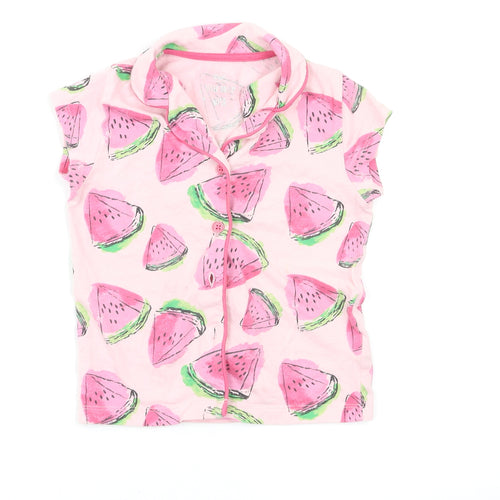 F&F Girls Pink Geometric  Capri Pyjama Top Size 2-3 Years  - Watermelon