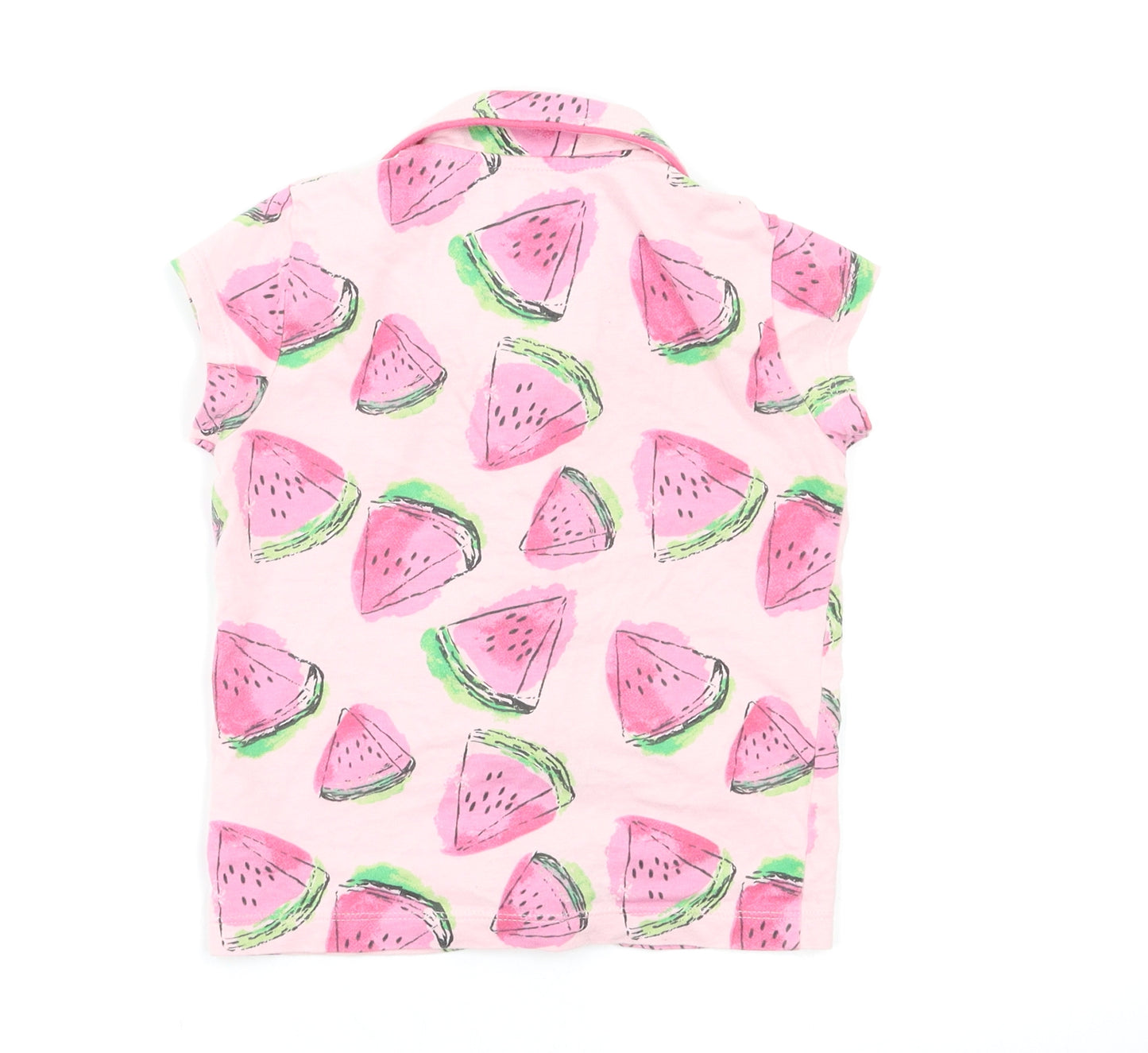 F&F Girls Pink Geometric  Capri Pyjama Top Size 2-3 Years  - Watermelon