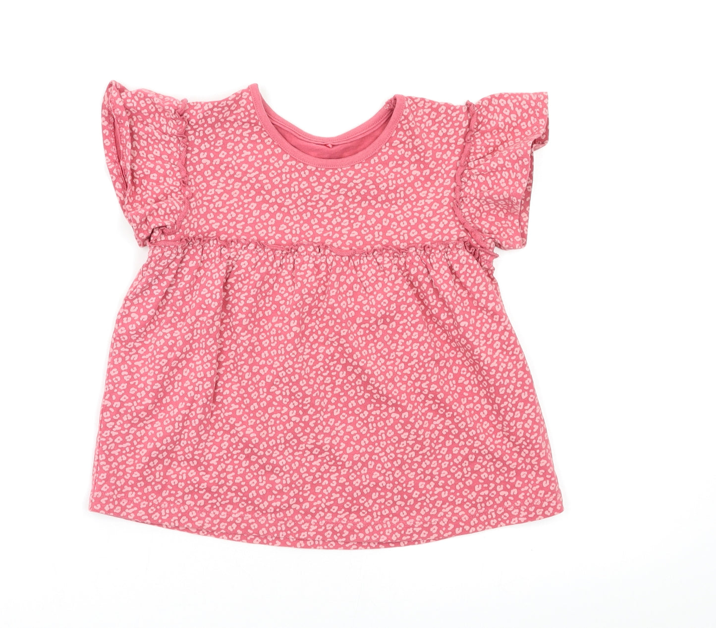 George Girls Pink Animal Print  Basic T-Shirt Size 3-4 Years