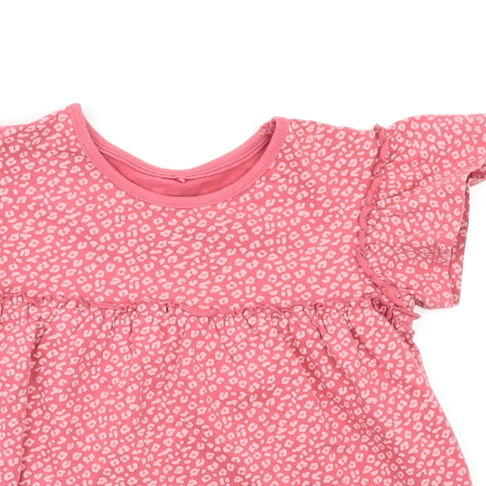 George Girls Pink Animal Print  Basic T-Shirt Size 3-4 Years