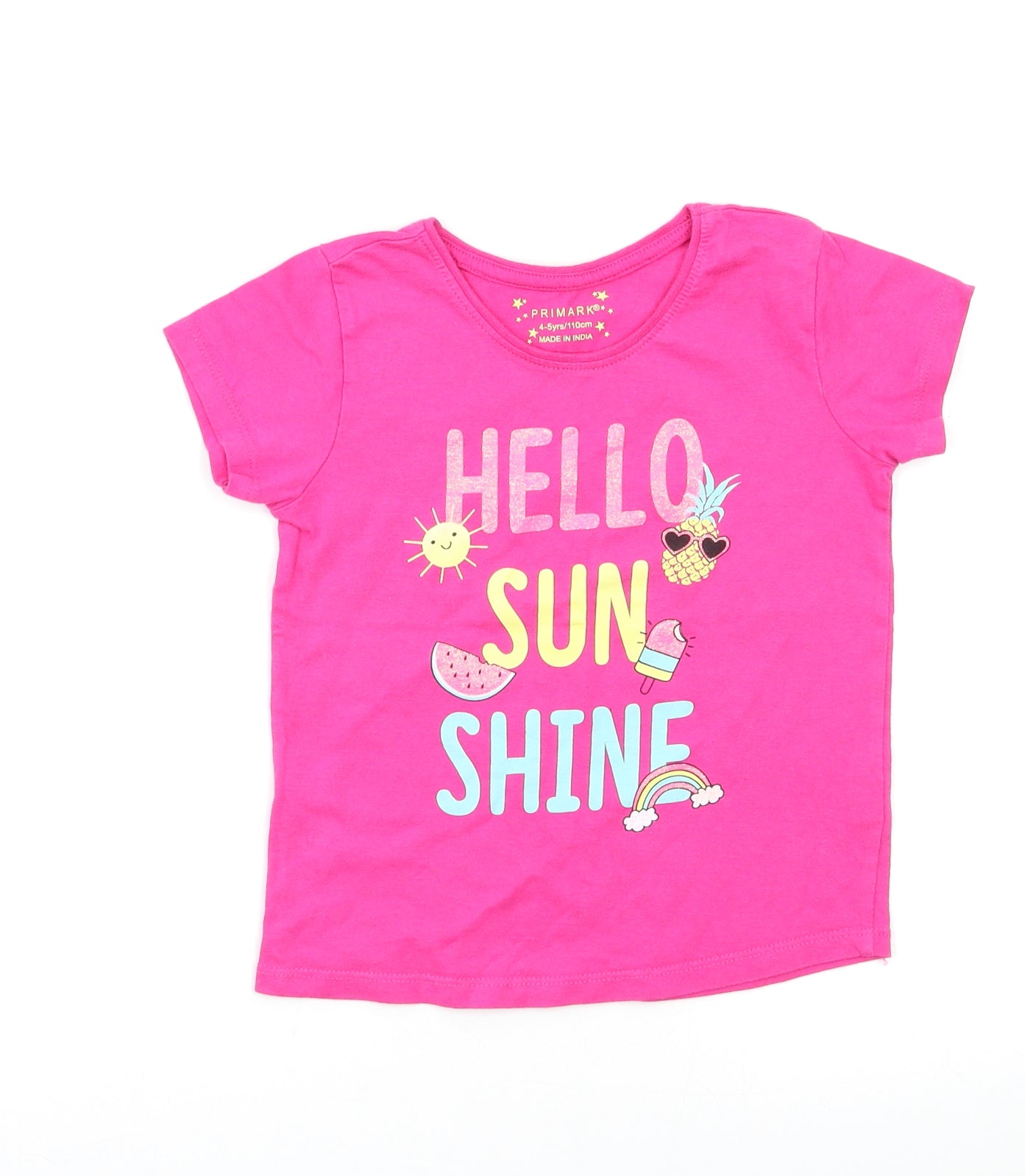 Primark Girls Pink   Basic T-Shirt Size 4-5 Years