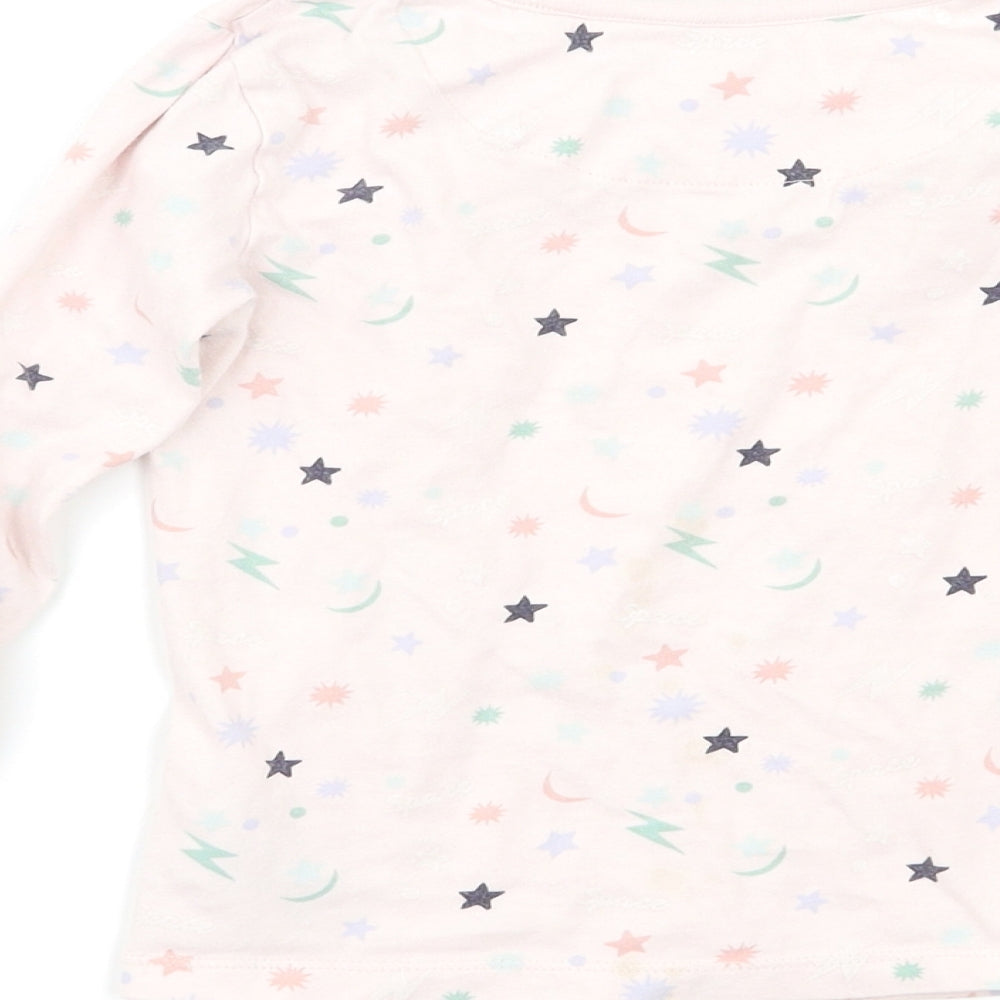 M&S Girls White Geometric  Top Pyjama Set Size 3-4 Years