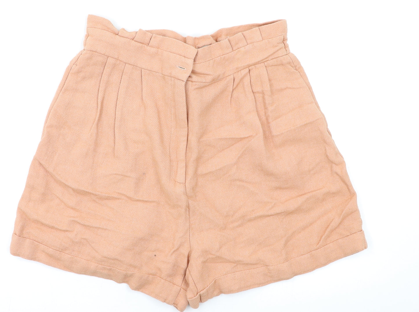 Zara Womens Orange   Paperbag Shorts Size M