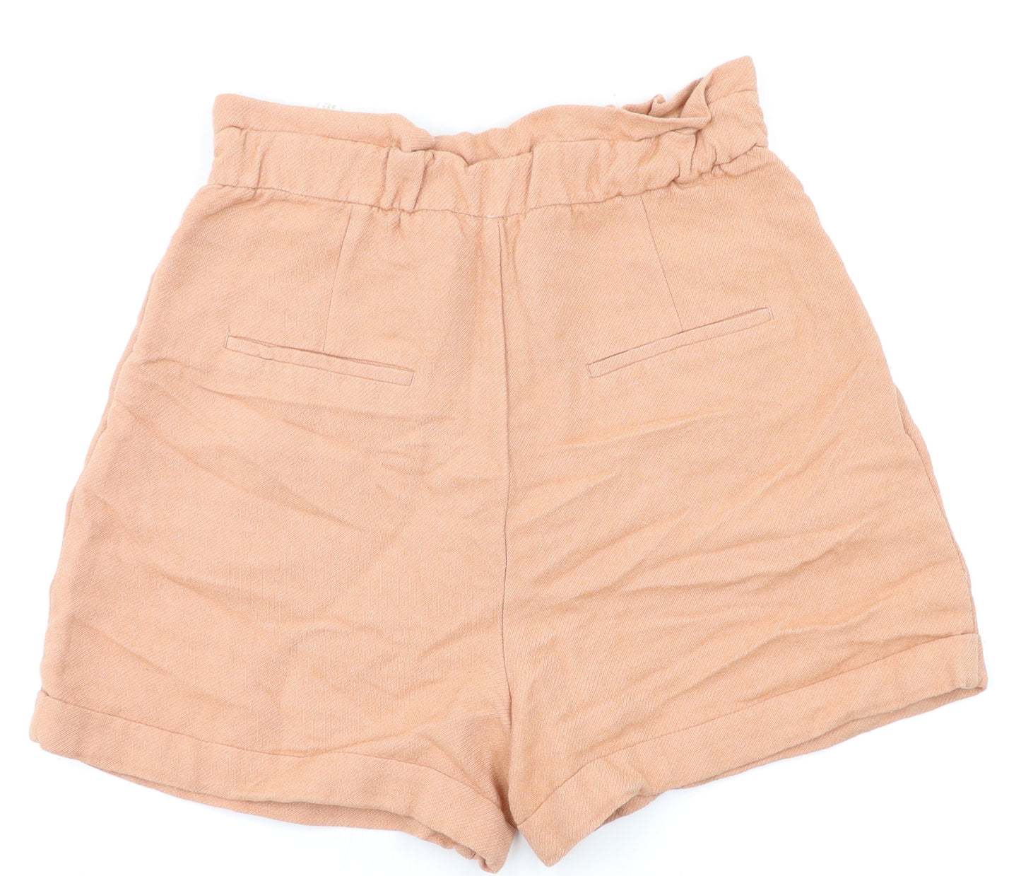 Zara Womens Orange   Paperbag Shorts Size M