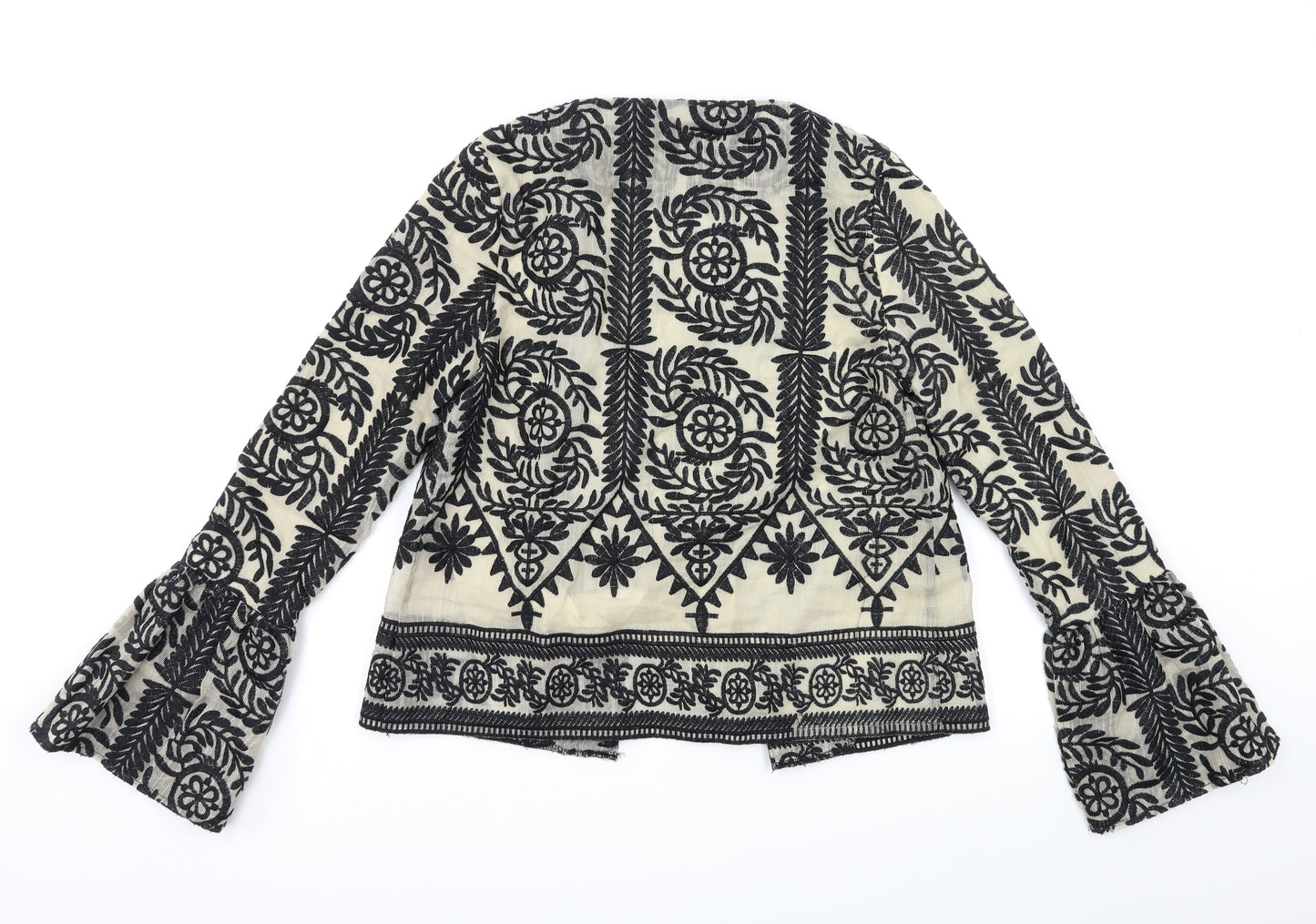 Missguided Womens Black Floral  Jacket Coatigan Size S