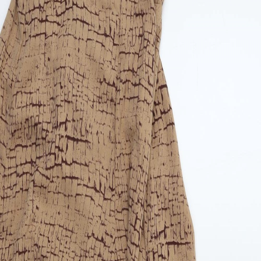 PRETTYLITTLETHING Womens Brown Geometric  Jumpsuit One-Piece Size 6 L32 in