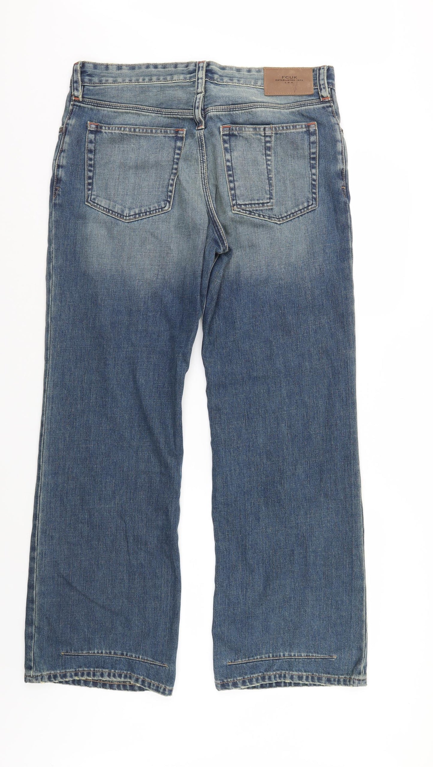 FCUK Mens Blue  Denim Bootcut Jeans Size 34 L32 in
