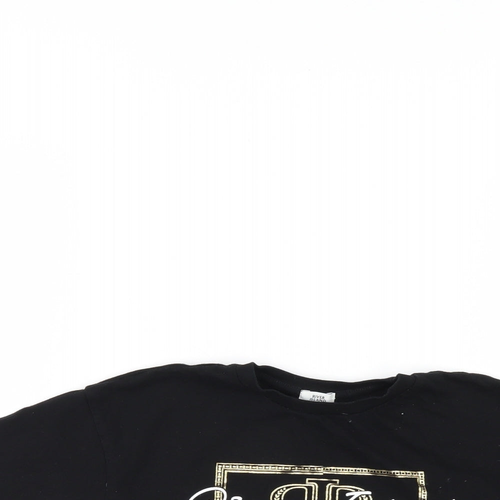 River Island Girls Black   Cropped T-Shirt Size 5-6 Years