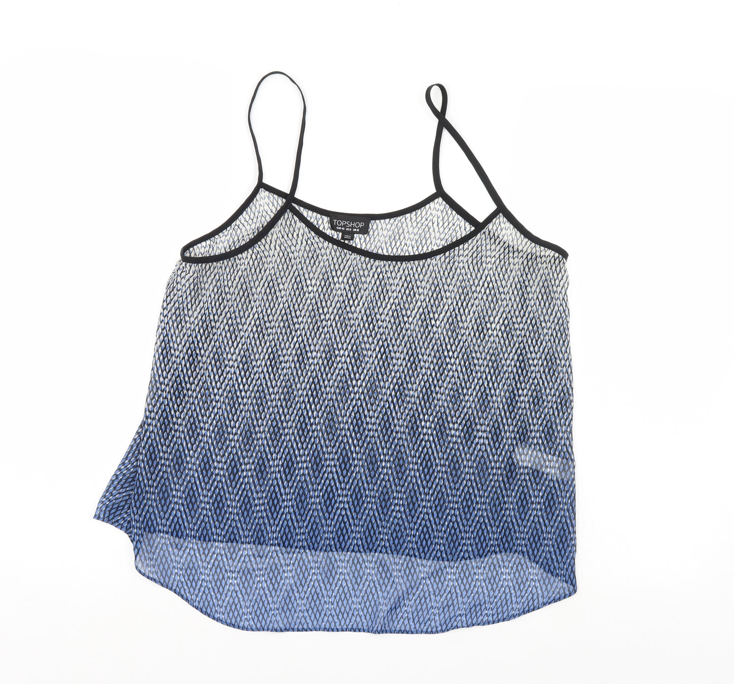 Top Shop Womens Blue Geometric  Basic Tank Size 12