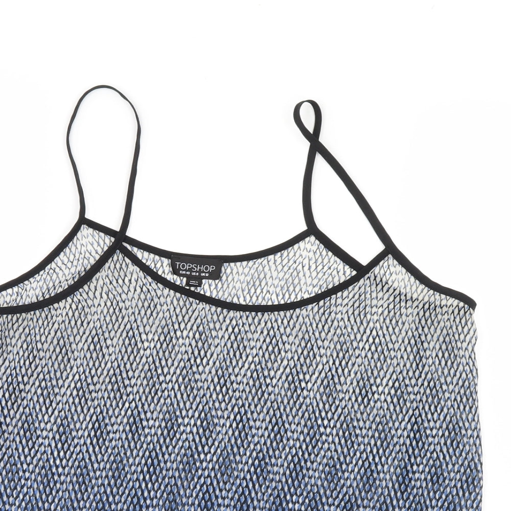 Top Shop Womens Blue Geometric  Basic Tank Size 12