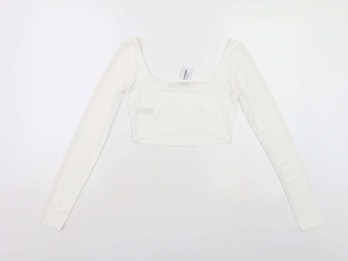 COLLUSION Womens White   Cropped T-Shirt Size 8