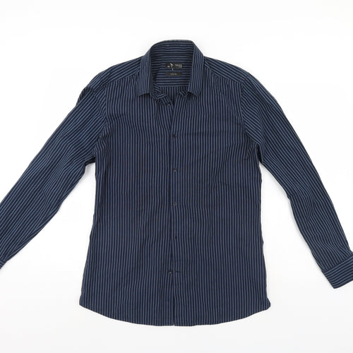 NEXT Mens Blue Striped   Button-Up Size 15.5