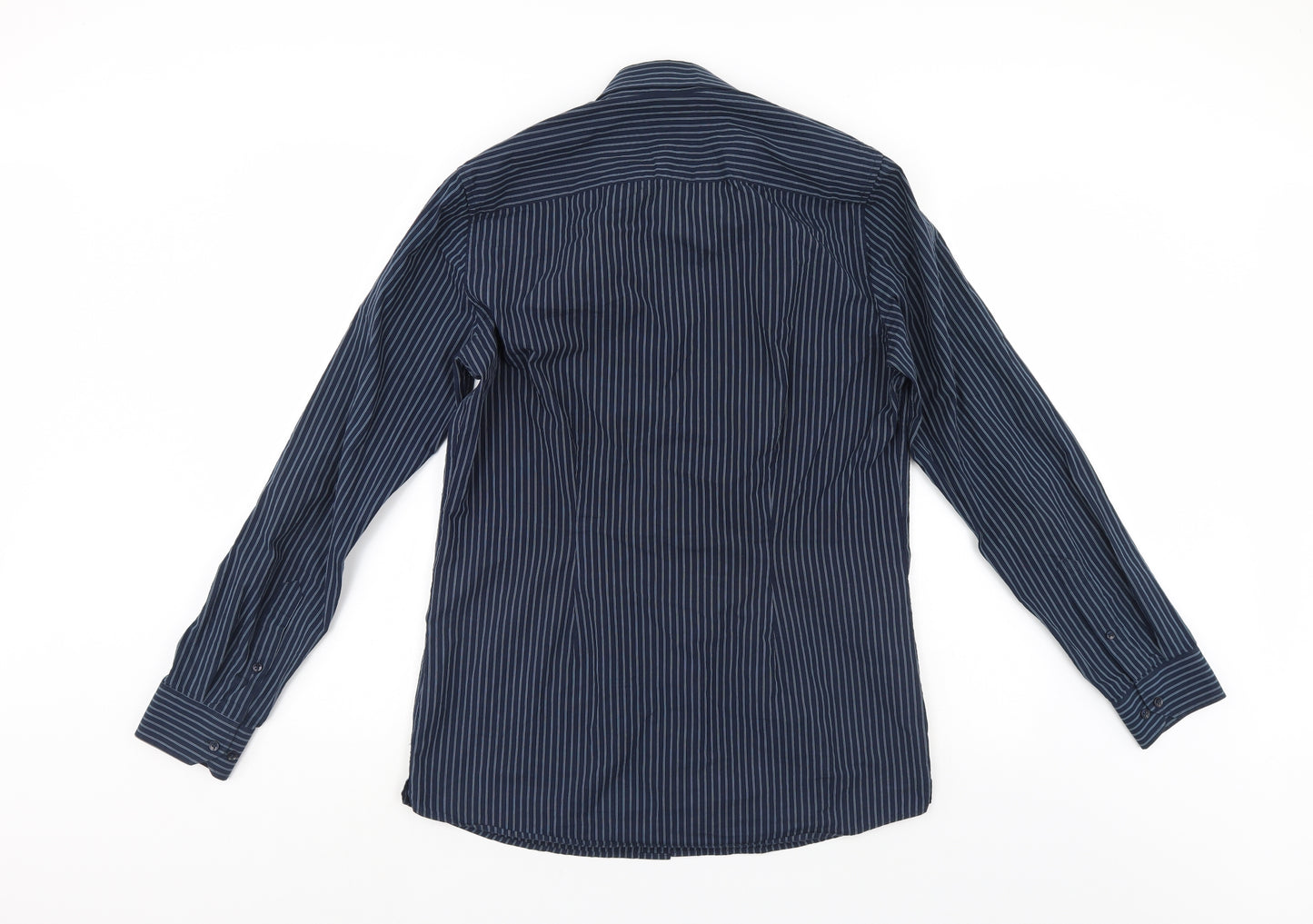 NEXT Mens Blue Striped   Button-Up Size 15.5