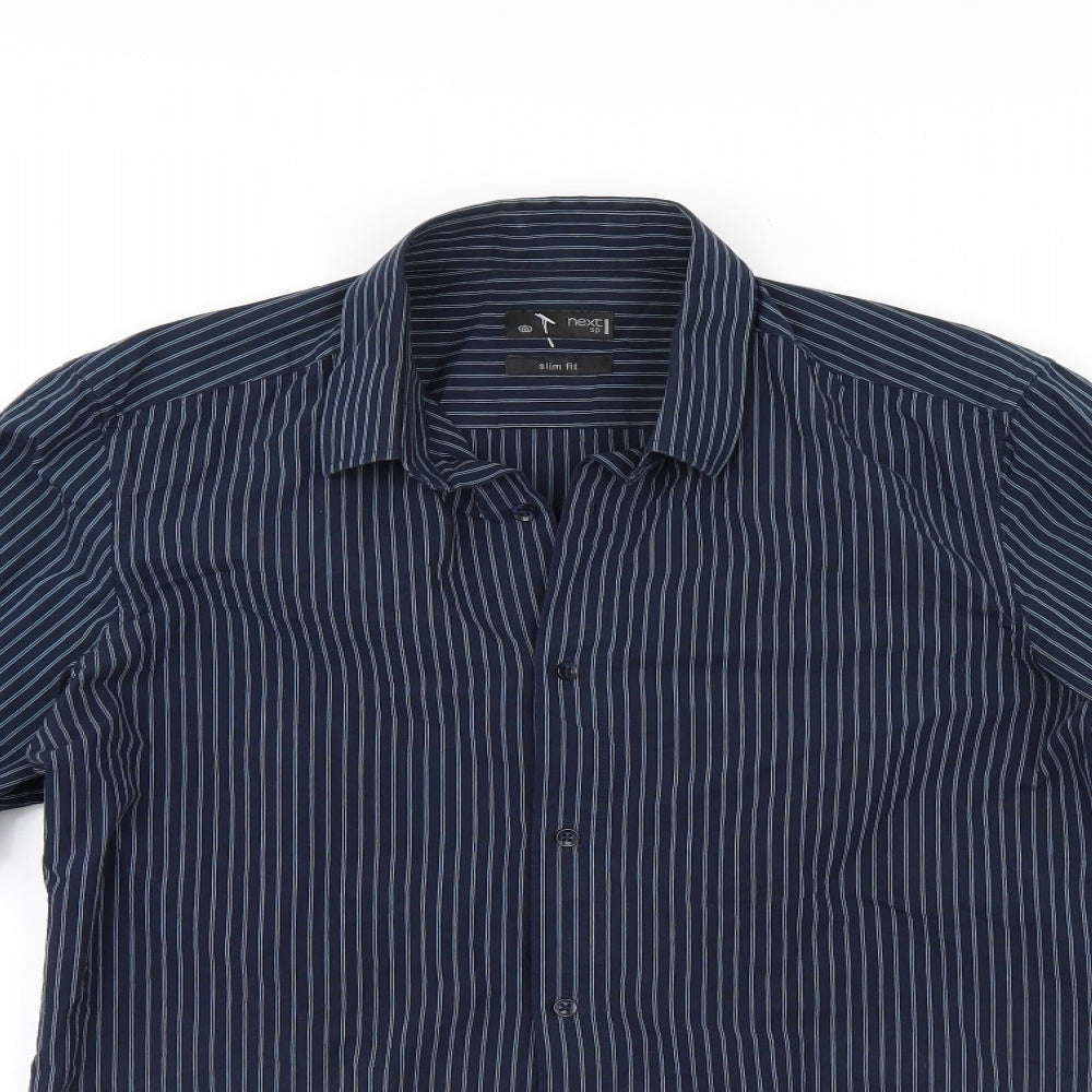 NEXT Mens Blue Striped   Button-Up Size 15.5