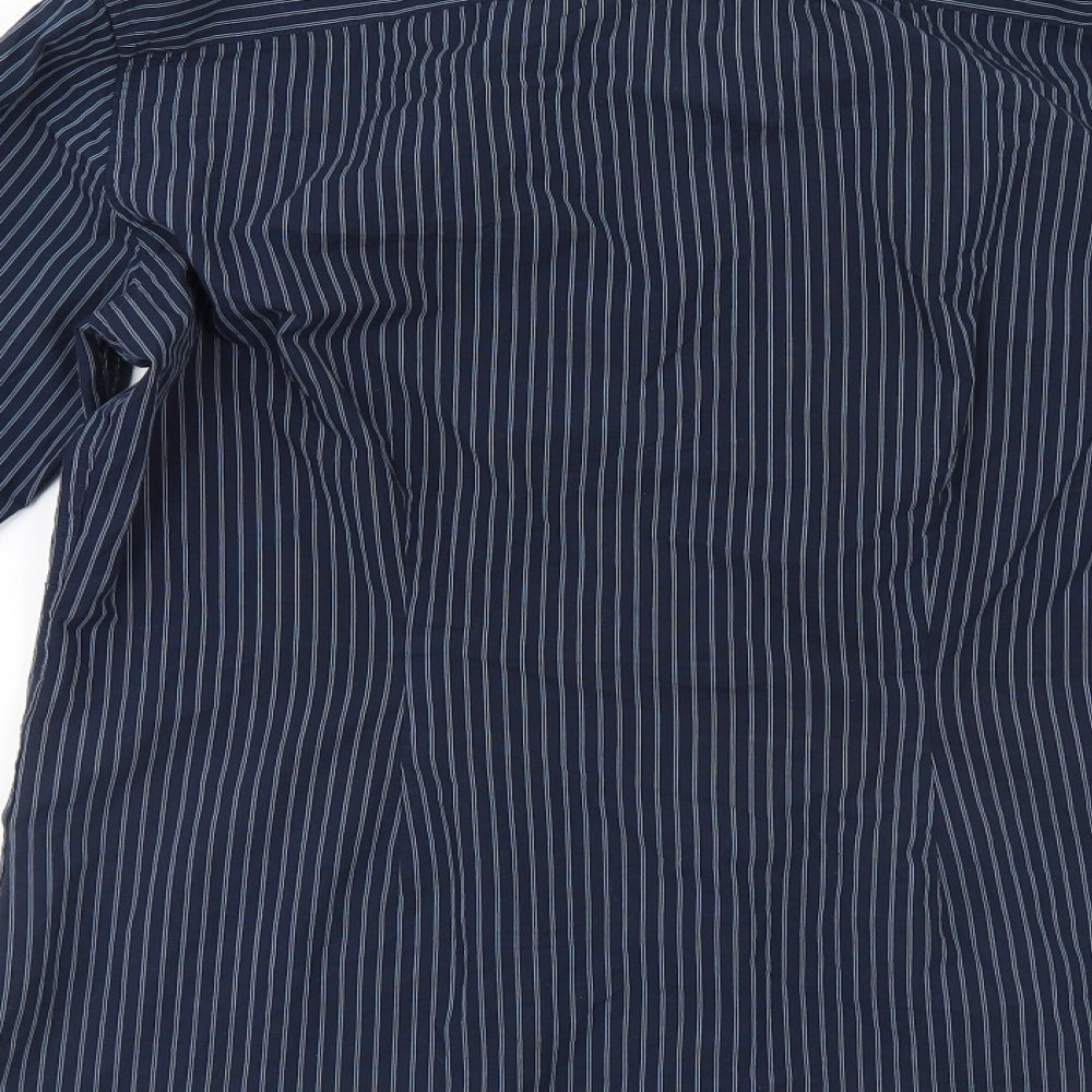 NEXT Mens Blue Striped   Button-Up Size 15.5