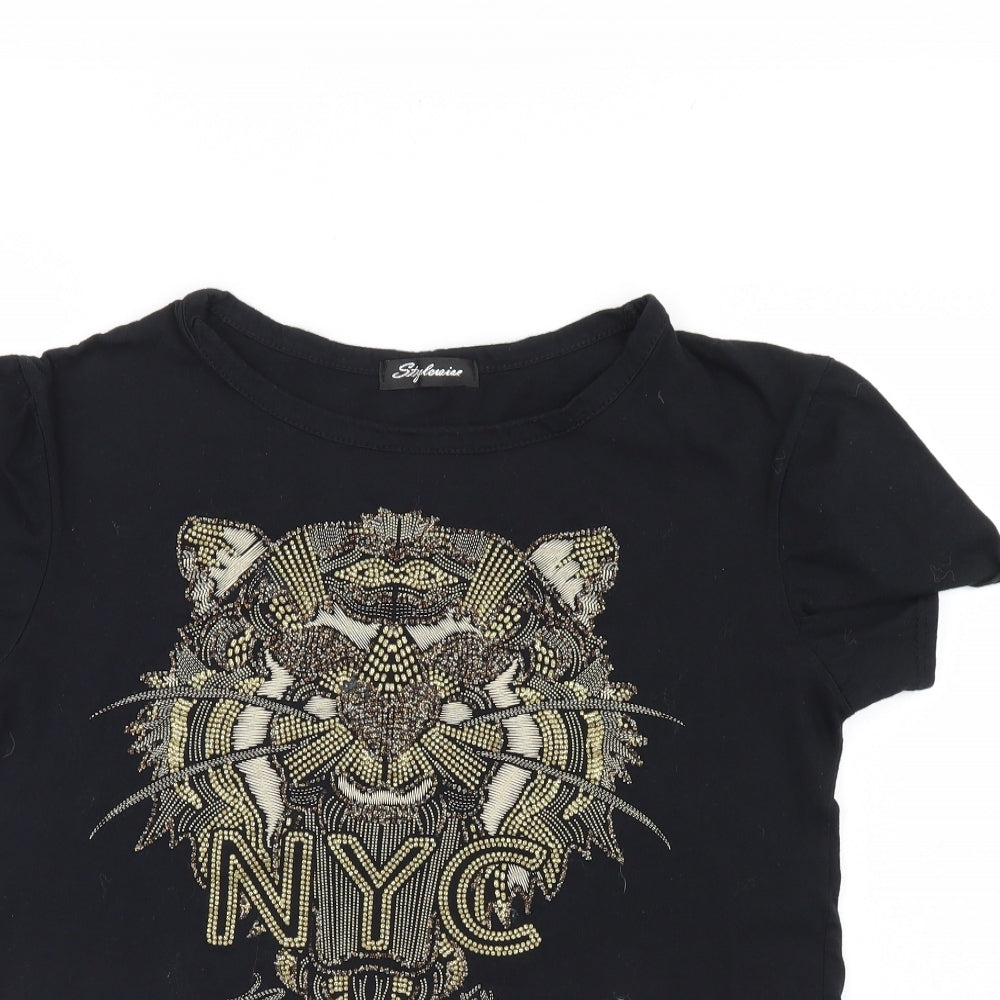 Stylewise Womens Black   Basic T-Shirt Size M