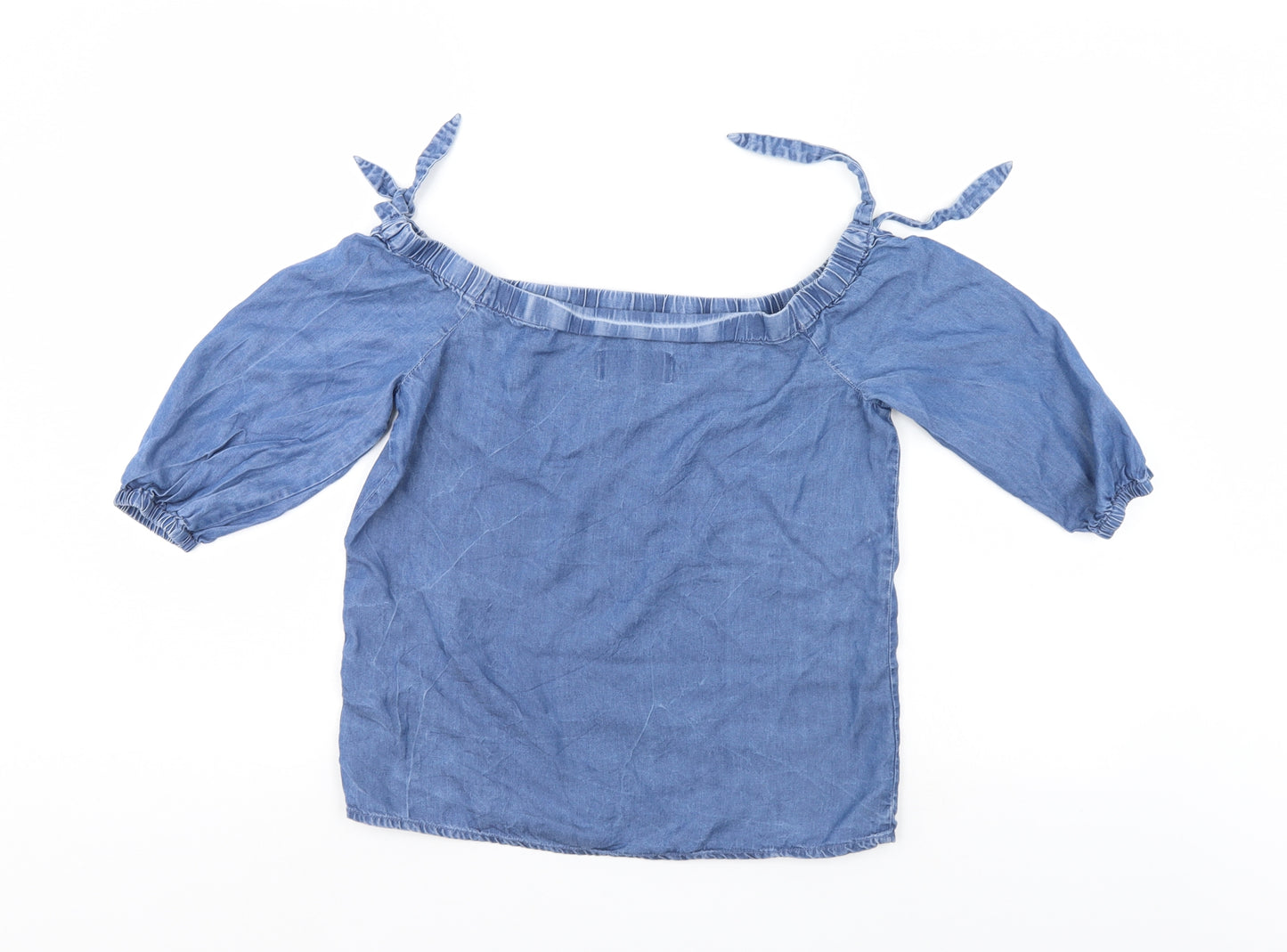 New Look Womens Blue  Denim Basic Blouse Size 6