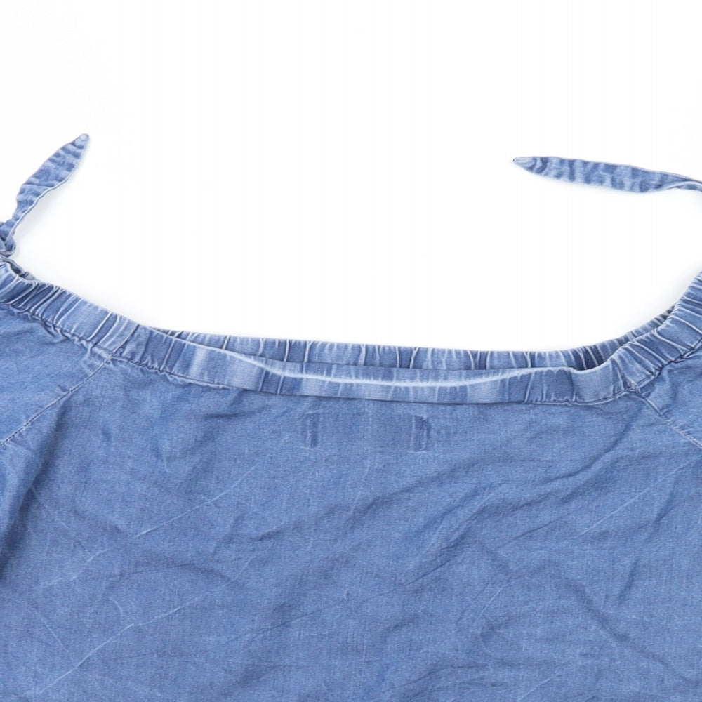 New Look Womens Blue  Denim Basic Blouse Size 6