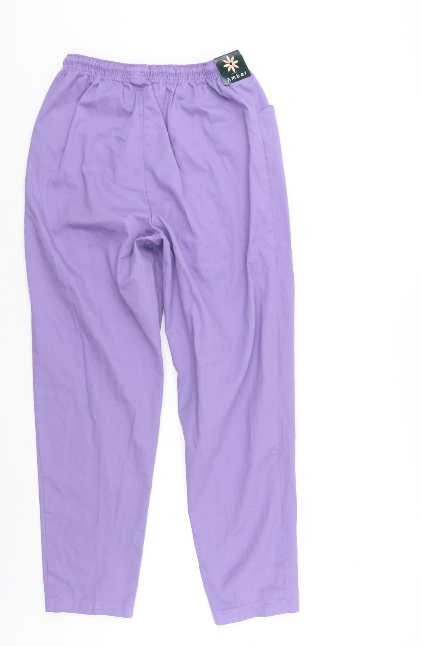Amber Womens Purple   Trousers  Size 14 L29 in - Elastic Waist