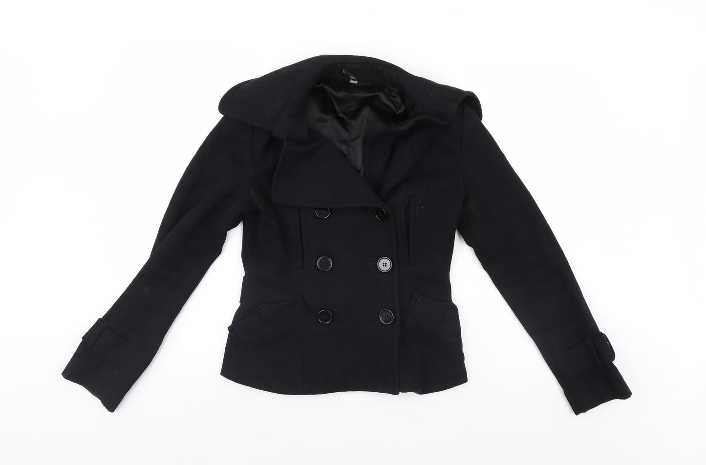 Top Shop Womens Black   Overcoat Coat Size 8