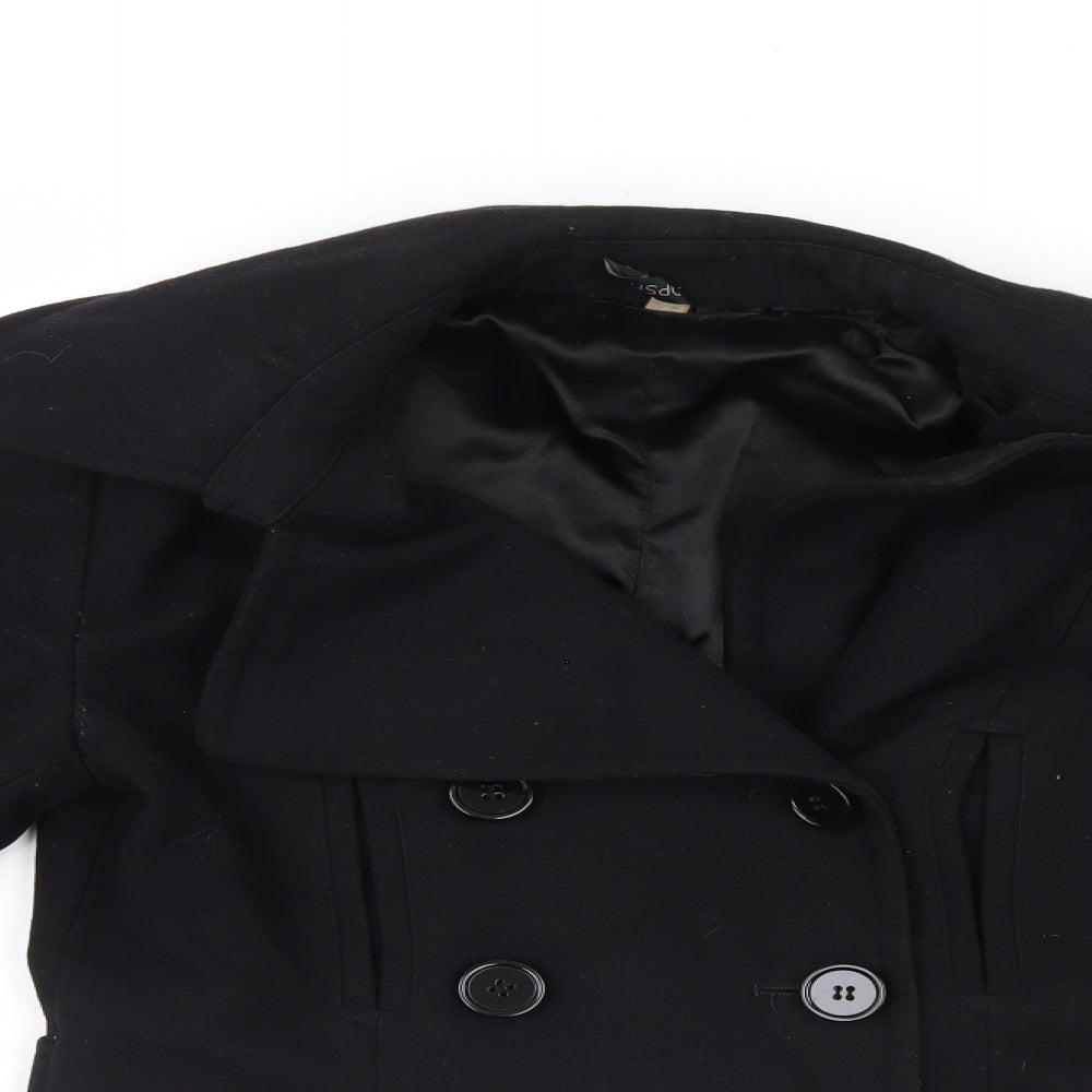 Top Shop Womens Black   Overcoat Coat Size 8