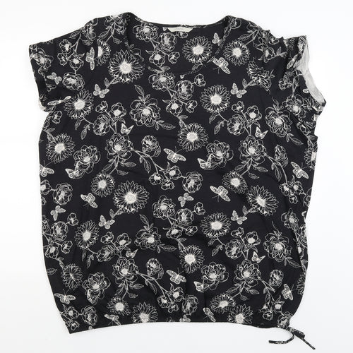 George Womens Black Floral  Basic T-Shirt Size 24